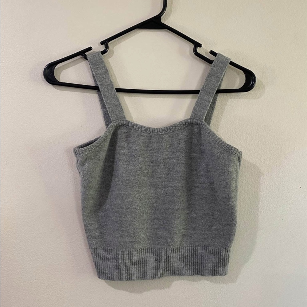 BP Gray Sleeveless Fitted Crop Tank Top